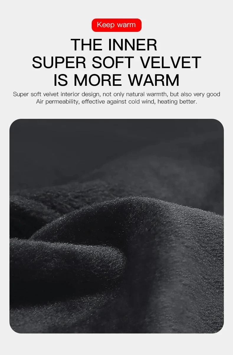 Autumn Winter Outdoor Cycling Gloves Gym Fitness Sports Running Warm Touch Screen Nonslip Gloves Motorcycle Gloves Men Black