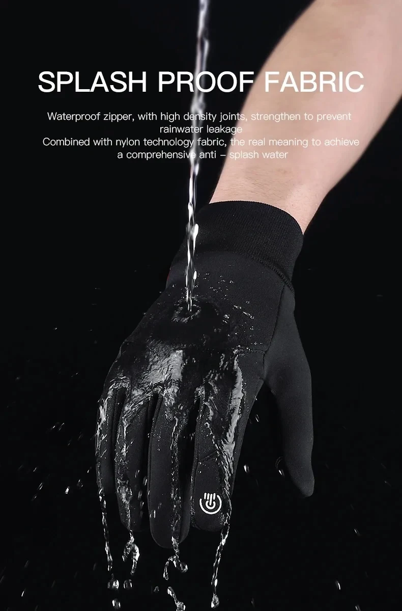 Autumn Winter Outdoor Cycling Gloves Gym Fitness Sports Running Warm Touch Screen Nonslip Gloves Motorcycle Gloves Men Black