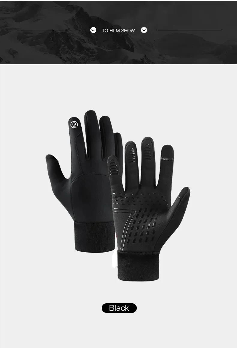 Autumn Winter Outdoor Cycling Gloves Gym Fitness Sports Running Warm Touch Screen Nonslip Gloves Motorcycle Gloves Men Black