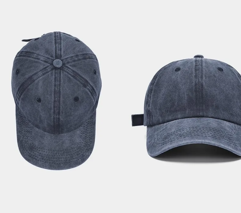 Sunscreen Water Washed MEN'S Baseball Cap with a Small Face, Retro Distressed and Versatile Trendy Duck Tongue Hat, MEN'S Big He