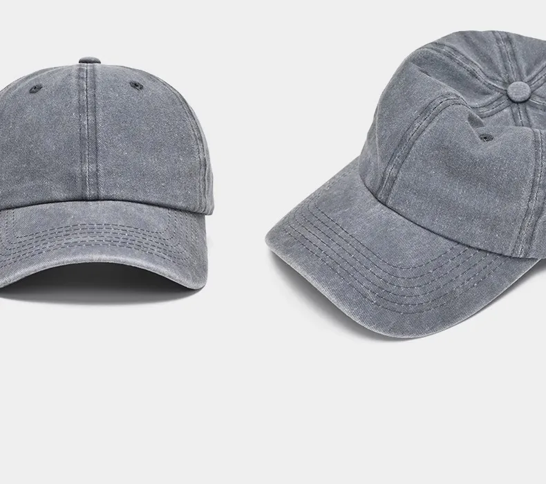 Sunscreen Water Washed MEN'S Baseball Cap with a Small Face, Retro Distressed and Versatile Trendy Duck Tongue Hat, MEN'S Big He
