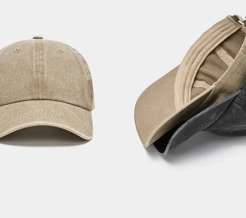 Sunscreen Water Washed MEN'S Baseball Cap with a Small Face, Retro Distressed and Versatile Trendy Duck Tongue Hat, MEN'S Big He