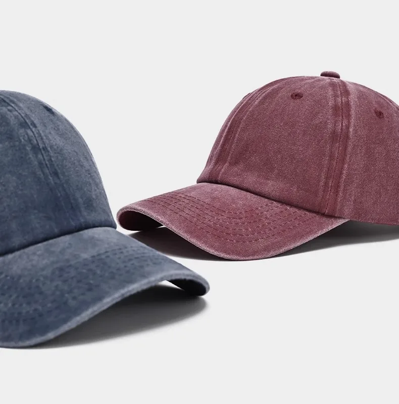 Sunscreen Water Washed MEN'S Baseball Cap with a Small Face, Retro Distressed and Versatile Trendy Duck Tongue Hat, MEN'S Big He