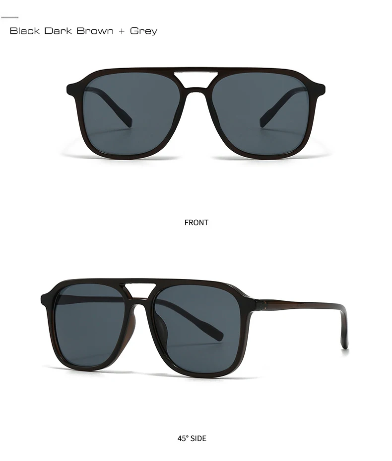 SO&EI Retro Double Bridges Men Square Sunglasses Fashion Blue Green Shades UV400 Women Trending Gradient Sun Glasses