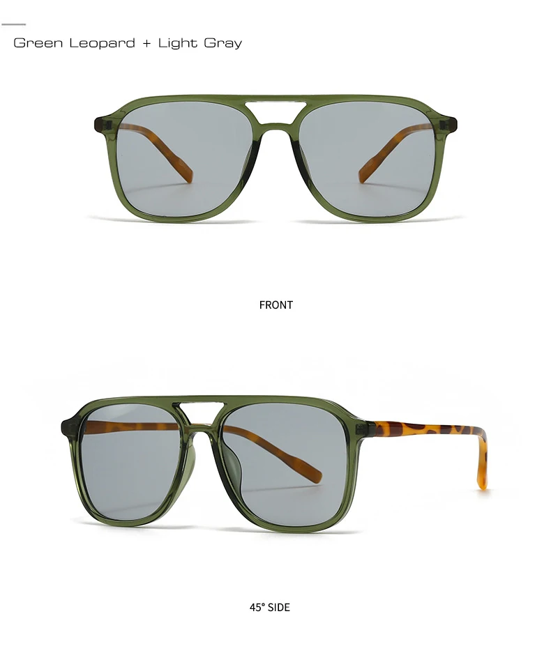SO&EI Retro Double Bridges Men Square Sunglasses Fashion Blue Green Shades UV400 Women Trending Gradient Sun Glasses