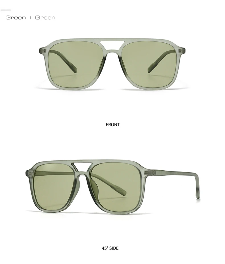 SO&EI Retro Double Bridges Men Square Sunglasses Fashion Blue Green Shades UV400 Women Trending Gradient Sun Glasses