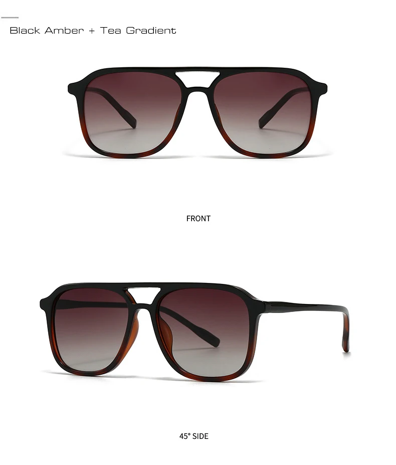 SO&EI Retro Double Bridges Men Square Sunglasses Fashion Blue Green Shades UV400 Women Trending Gradient Sun Glasses
