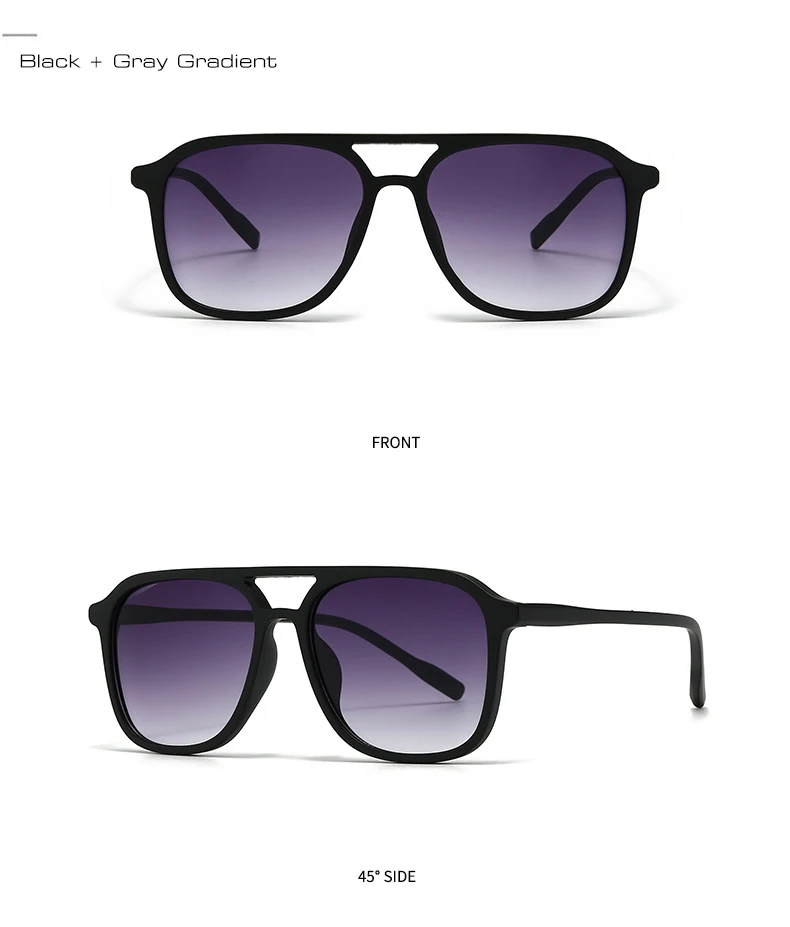 SO&EI Retro Double Bridges Men Square Sunglasses Fashion Blue Green Shades UV400 Women Trending Gradient Sun Glasses