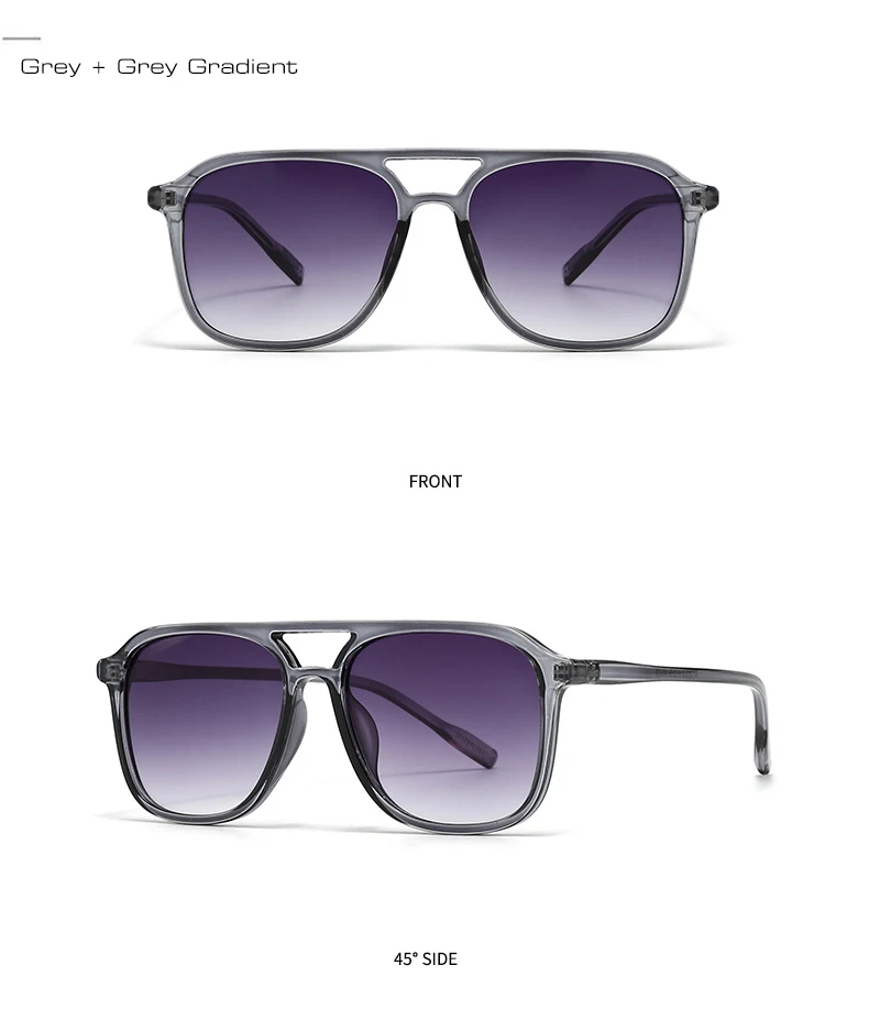 SO&EI Retro Double Bridges Men Square Sunglasses Fashion Blue Green Shades UV400 Women Trending Gradient Sun Glasses