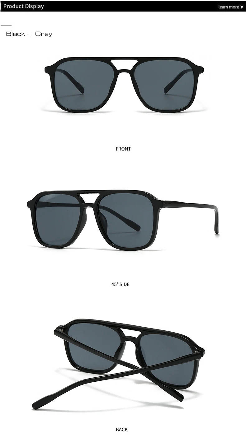 SO&EI Retro Double Bridges Men Square Sunglasses Fashion Blue Green Shades UV400 Women Trending Gradient Sun Glasses