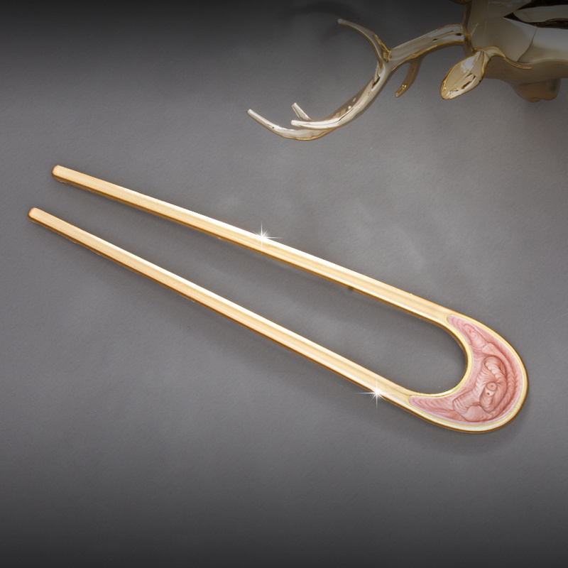 Fashion Luxury Silver Gold Color Elegant Shell Enamel Hairpin for Women Metal U Shape Hair Stick Hairwear Accessories Jewelry