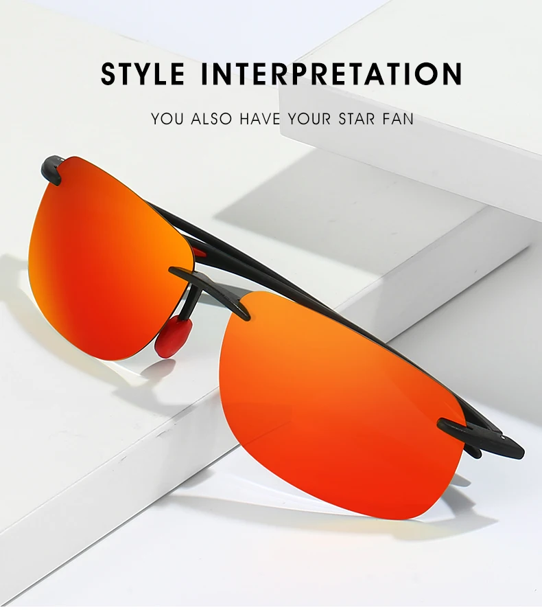 New Ultra-light Frameless Colorful Polarized Sunglasses for Men and Women TR90 Material Suitable for Leisure and Vacation UV400