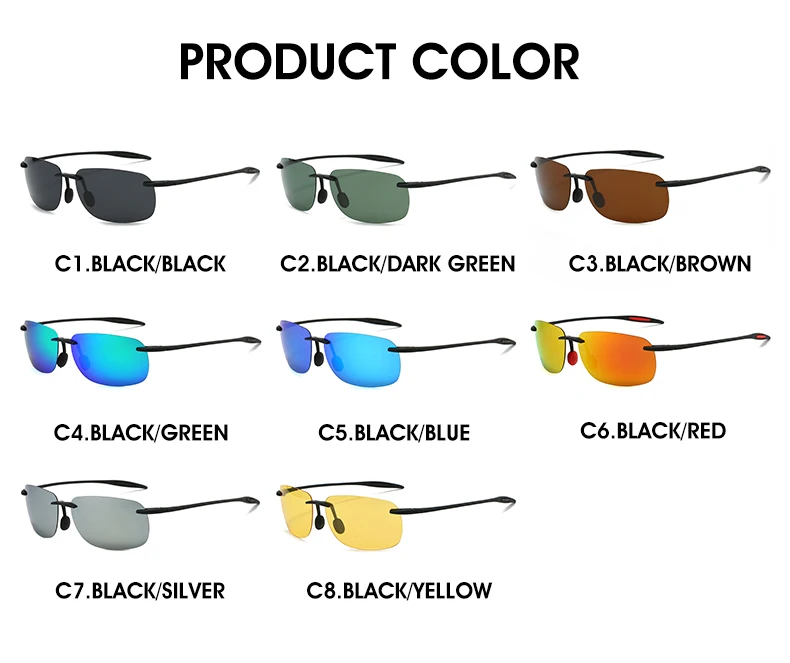New Ultra-light Frameless Colorful Polarized Sunglasses for Men and Women TR90 Material Suitable for Leisure and Vacation UV400