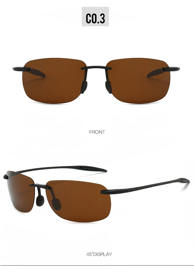 New Ultra-light Frameless Colorful Polarized Sunglasses for Men and Women TR90 Material Suitable for Leisure and Vacation UV400
