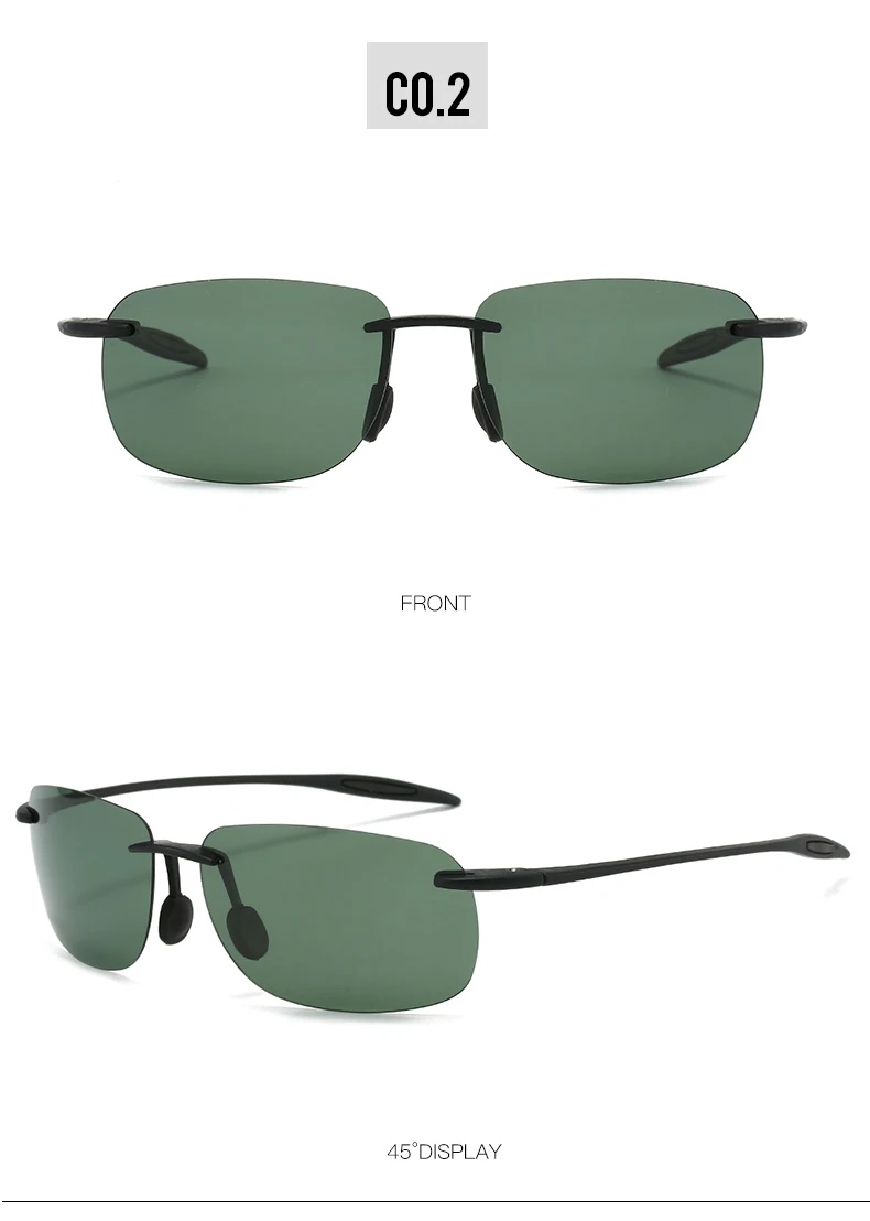 New Ultra-light Frameless Colorful Polarized Sunglasses for Men and Women TR90 Material Suitable for Leisure and Vacation UV400
