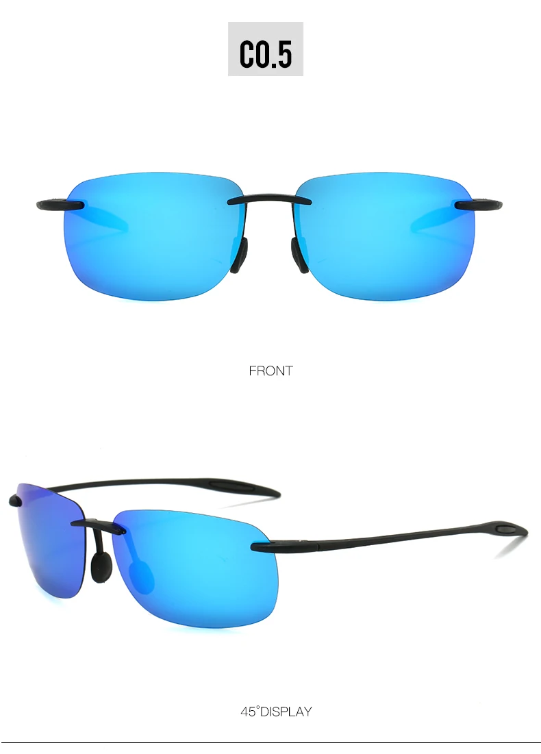 New Ultra-light Frameless Colorful Polarized Sunglasses for Men and Women TR90 Material Suitable for Leisure and Vacation UV400