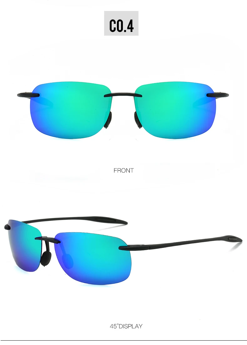 New Ultra-light Frameless Colorful Polarized Sunglasses for Men and Women TR90 Material Suitable for Leisure and Vacation UV400