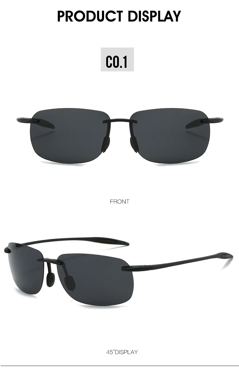 New Ultra-light Frameless Colorful Polarized Sunglasses for Men and Women TR90 Material Suitable for Leisure and Vacation UV400
