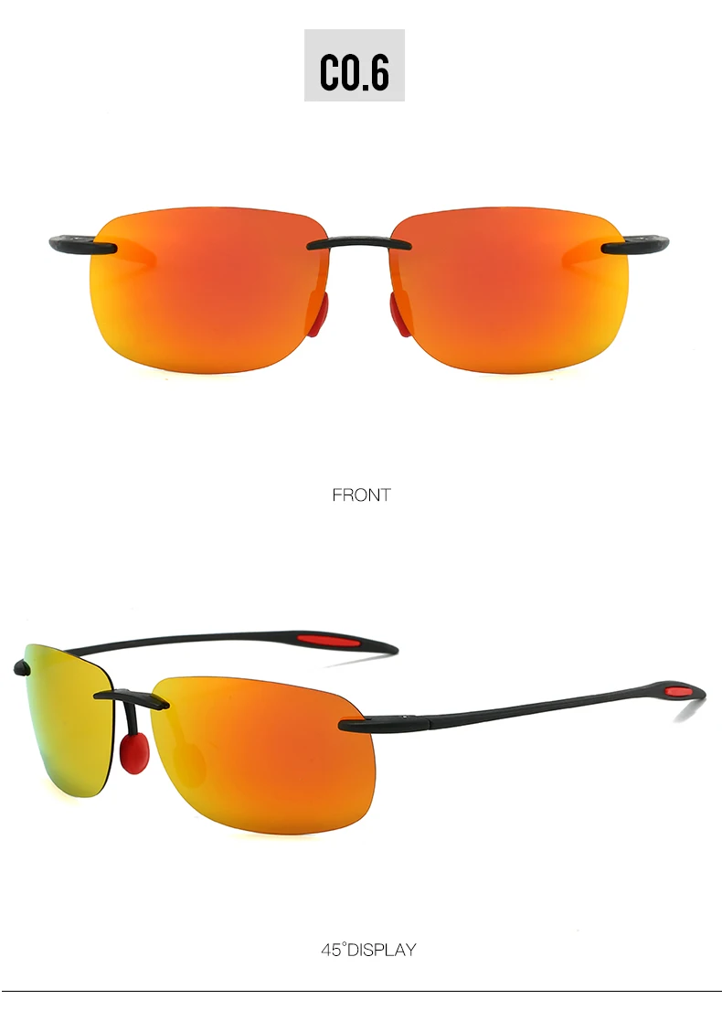 New Ultra-light Frameless Colorful Polarized Sunglasses for Men and Women TR90 Material Suitable for Leisure and Vacation UV400