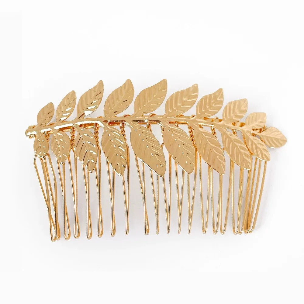 New Retro Gold Color Leaf Headband Headpiece Crown Tiara Headdress Goddess Greek Head Jewelry Bride Wedding Hair Accessories