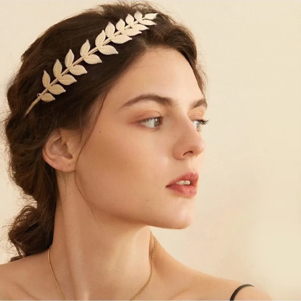 New Retro Gold Color Leaf Headband Headpiece Crown Tiara Headdress Goddess Greek Head Jewelry Bride Wedding Hair Accessories