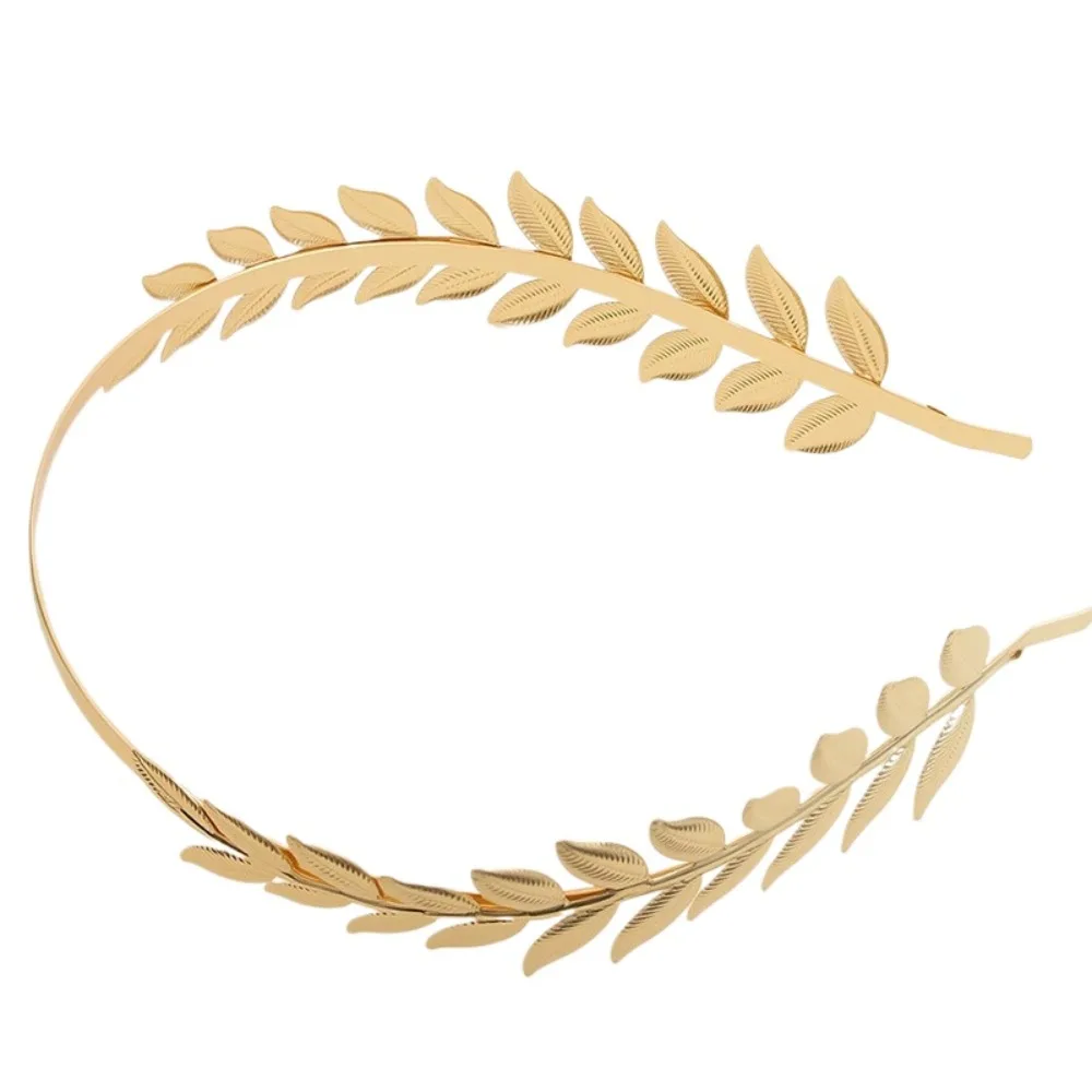 New Retro Gold Color Leaf Headband Headpiece Crown Tiara Headdress Goddess Greek Head Jewelry Bride Wedding Hair Accessories