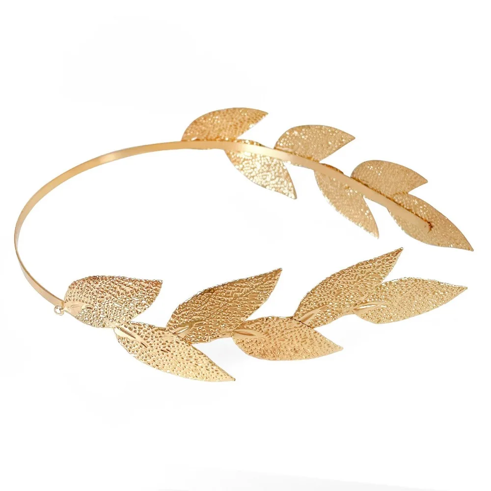 New Retro Gold Color Leaf Headband Headpiece Crown Tiara Headdress Goddess Greek Head Jewelry Bride Wedding Hair Accessories