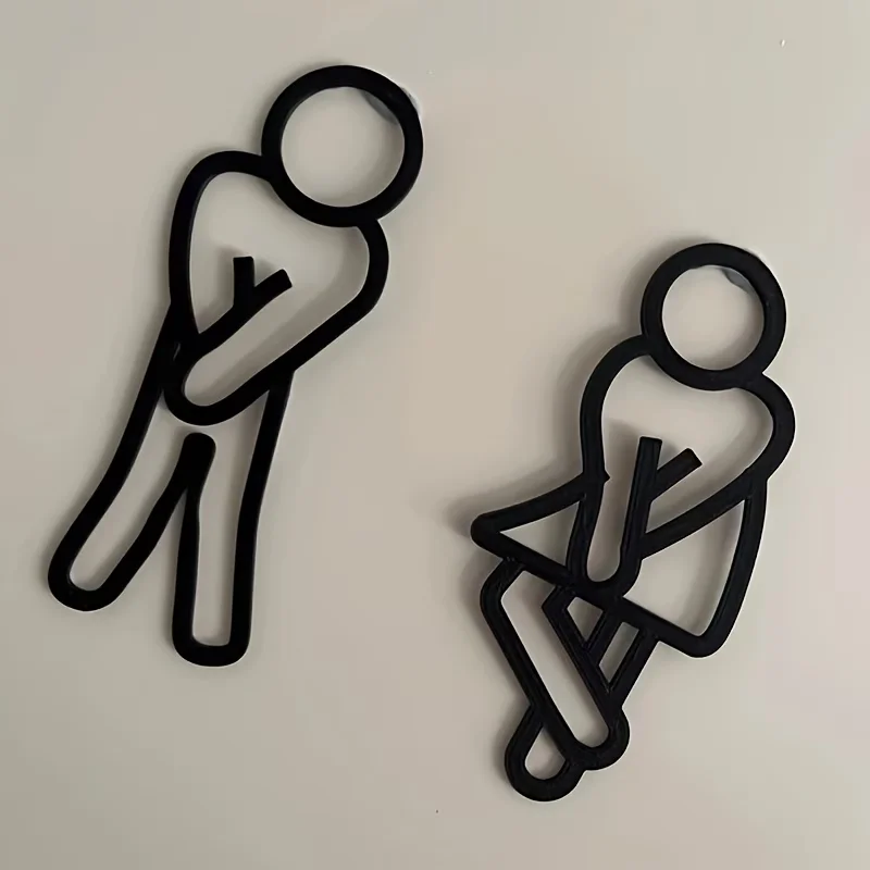 2pcs Interesting Bathroom Signs - Signals for Men'S And Women'S Restrooms - Door Decorations for Men'S And Women'S Restrooms