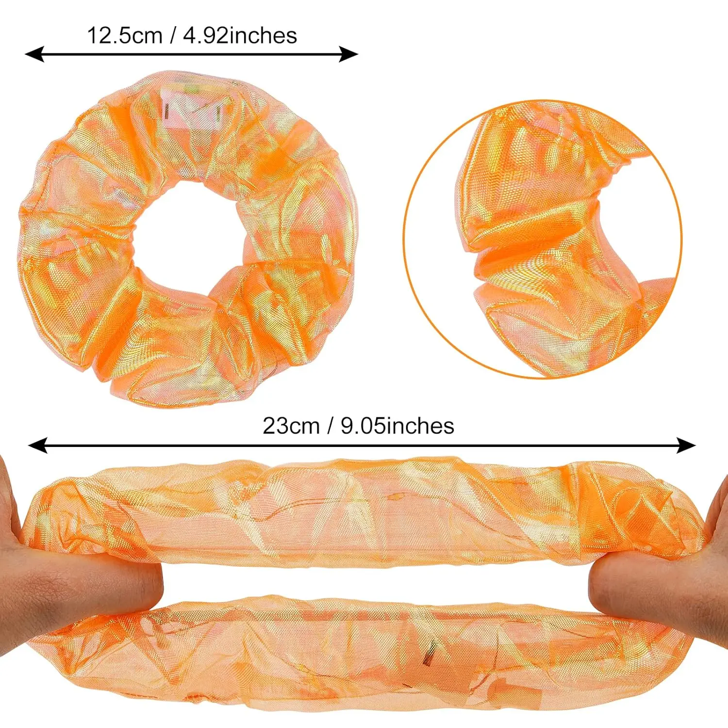10pcs LED Scrunchies Light Up Organza Hair Scrunchy Elastic Hair Ties for Women Girl Glow in The Dark Party Supplies Neon Outfit