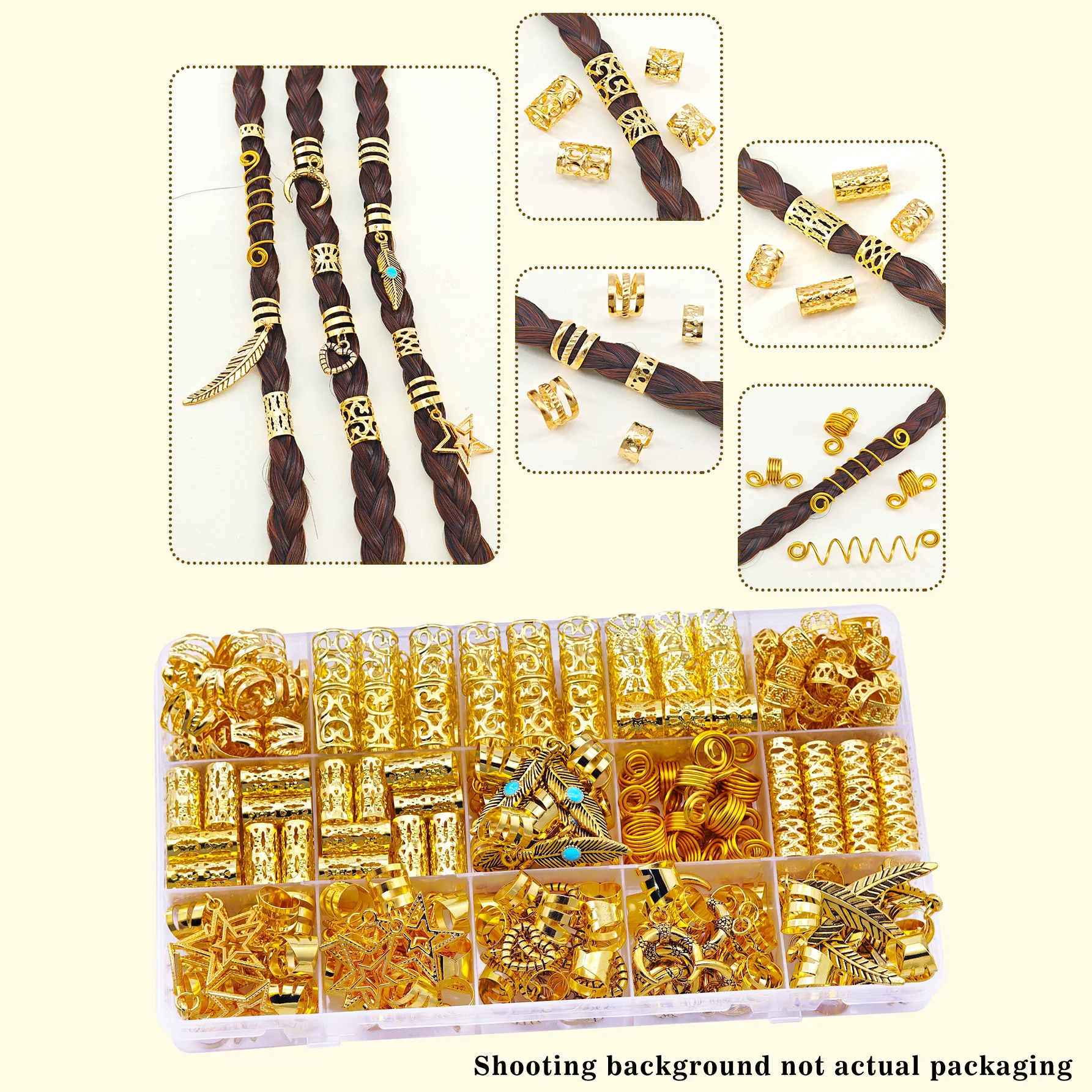 70PCS Hair Rings Multi Style(Heart,Star) Adjustable for Braid Loc Dreadlock Accessories for Women and Girls(Valentine'Day)