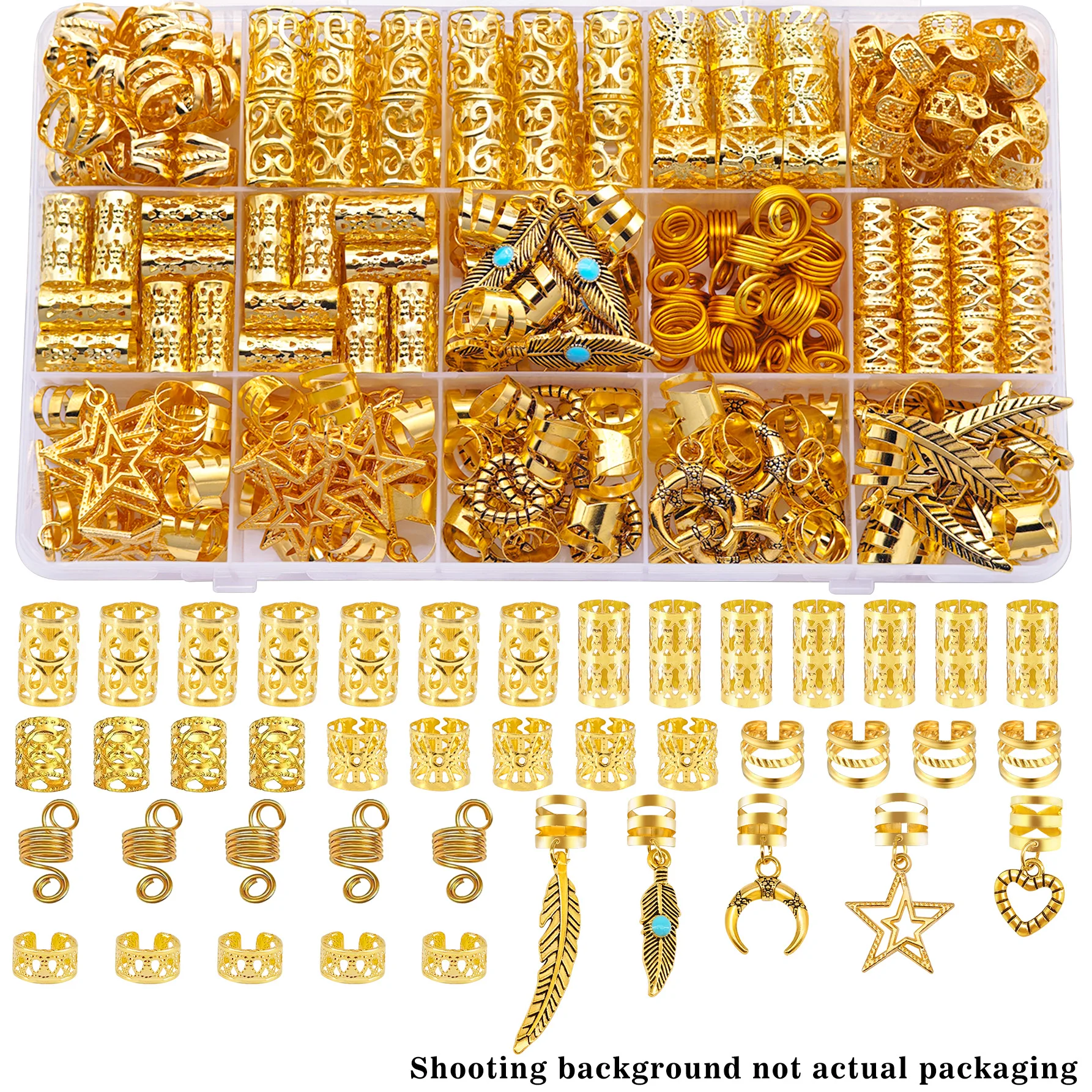 70PCS Hair Rings Multi Style(Heart,Star) Adjustable for Braid Loc Dreadlock Accessories for Women and Girls(Valentine'Day)