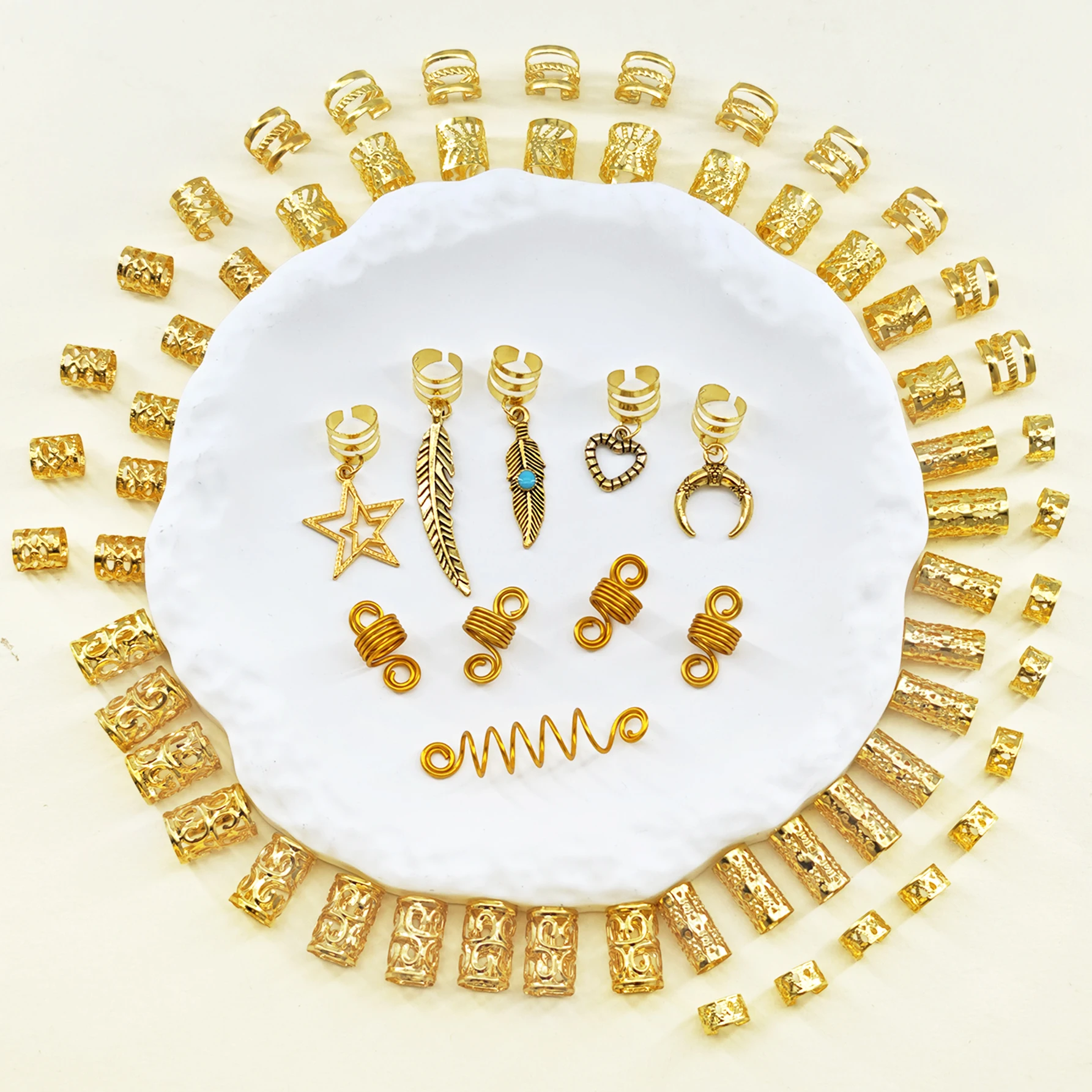 70PCS Hair Rings Multi Style(Heart,Star) Adjustable for Braid Loc Dreadlock Accessories for Women and Girls(Valentine'Day)