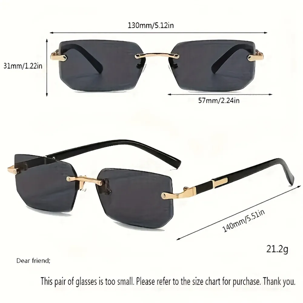 5/1 PCS Rimless Sunglasses Rectangle Fashion Popular Women Men Shades Small Square Sun Glasses For Female Male Summer Traveling
