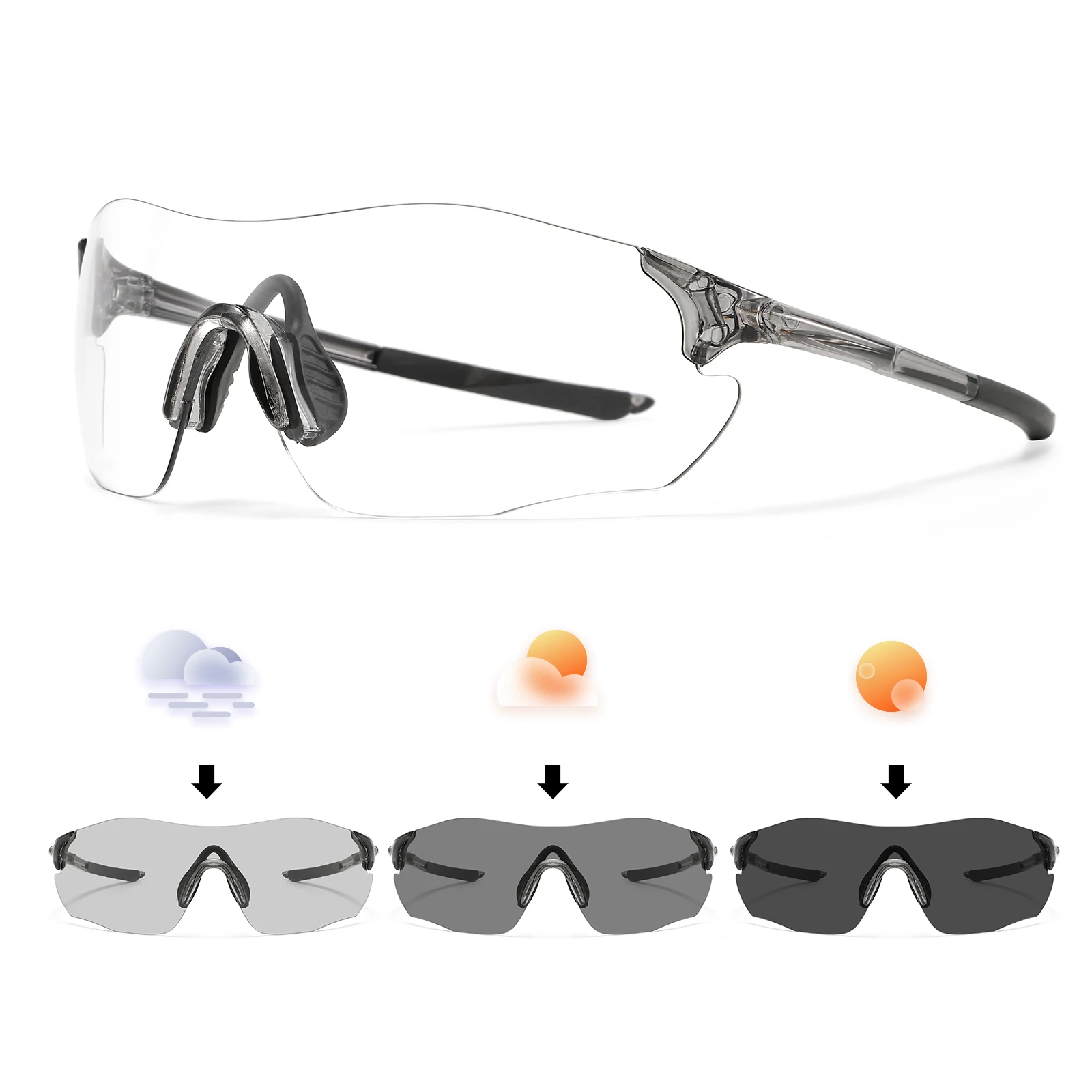 Ultra-Light Photochromic Sports Sunglasses Seamless Frameless 23g Comfort for Cycling Mountain Travel UV400 Adventure Eyewear