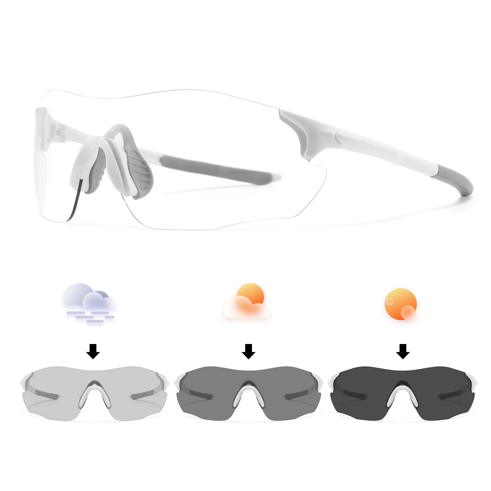 Ultra-Light Photochromic Sports Sunglasses Seamless Frameless 23g Comfort for Cycling Mountain Travel UV400 Adventure Eyewear