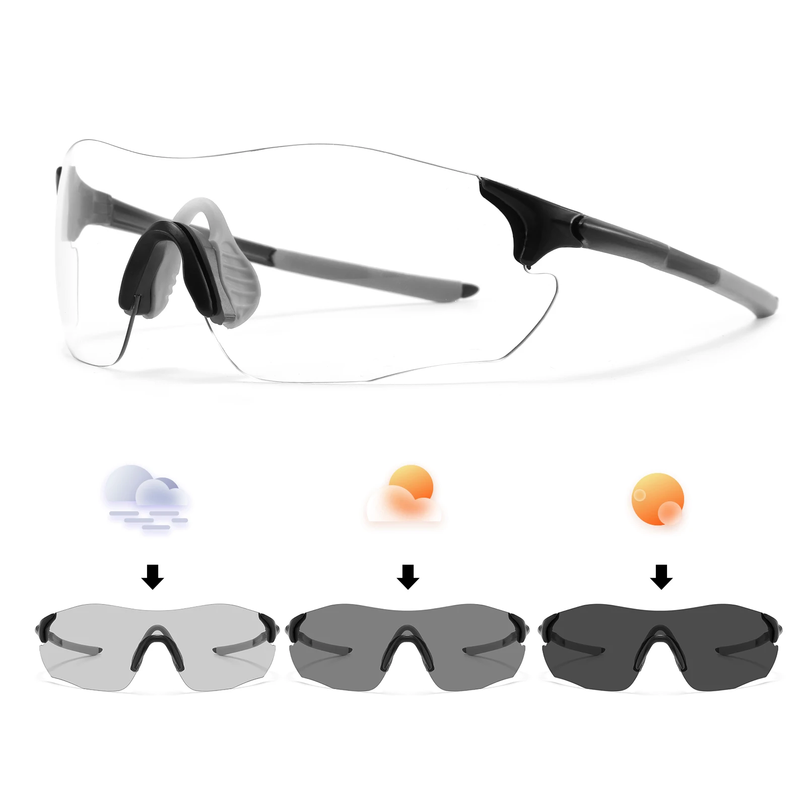 Ultra-Light Photochromic Sports Sunglasses Seamless Frameless 23g Comfort for Cycling Mountain Travel UV400 Adventure Eyewear