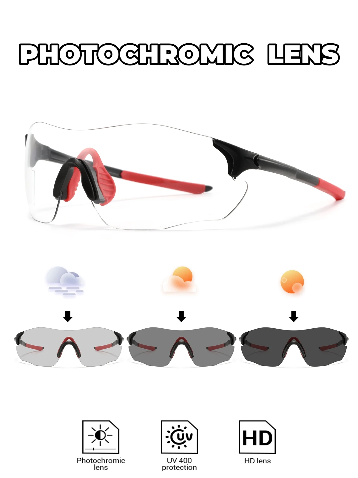 Ultra-Light Photochromic Sports Sunglasses Seamless Frameless 23g Comfort for Cycling Mountain Travel UV400 Adventure Eyewear