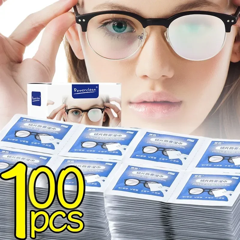 10-100Pcs Glasses Cleaning Wet Paper Disposable Anti Fog Misting Dust Remover Lens Wipes Sunglasses Phone Screen Cleaner