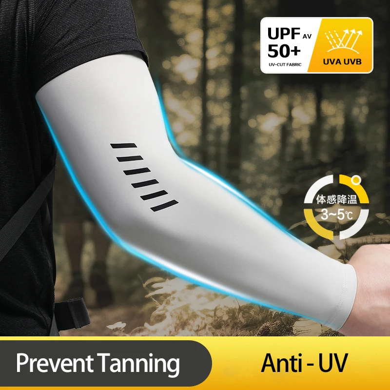 2Pairs Ice Silk Sleeves Breathable UV Protection Cooling Hiking Arm Sleeves Basketball Cycling Running Outdoor Sport Sleeves