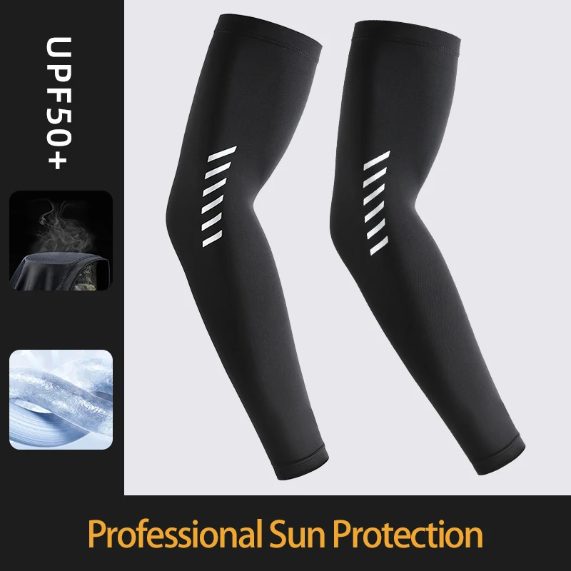 2Pairs Ice Silk Sleeves Breathable UV Protection Cooling Hiking Arm Sleeves Basketball Cycling Running Outdoor Sport Sleeves