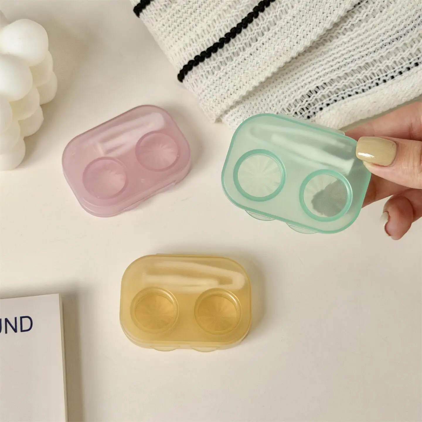 1pc Ins Contact Lens Box Portable Transparent Minimally Integrated Companion Box Girls Travel Contact Lens Case with Tweezers