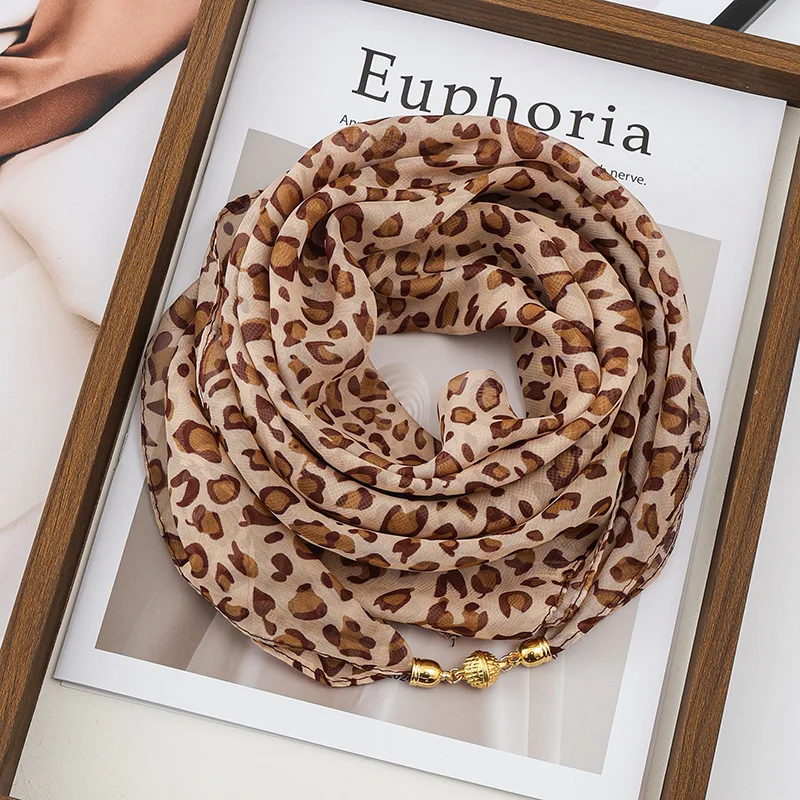 Thin Sun Protection Scarf Women Magnetic Clasp Small Square Shawl Chiffon Elegance Silk Air Conditioner Neck Protection Scarves