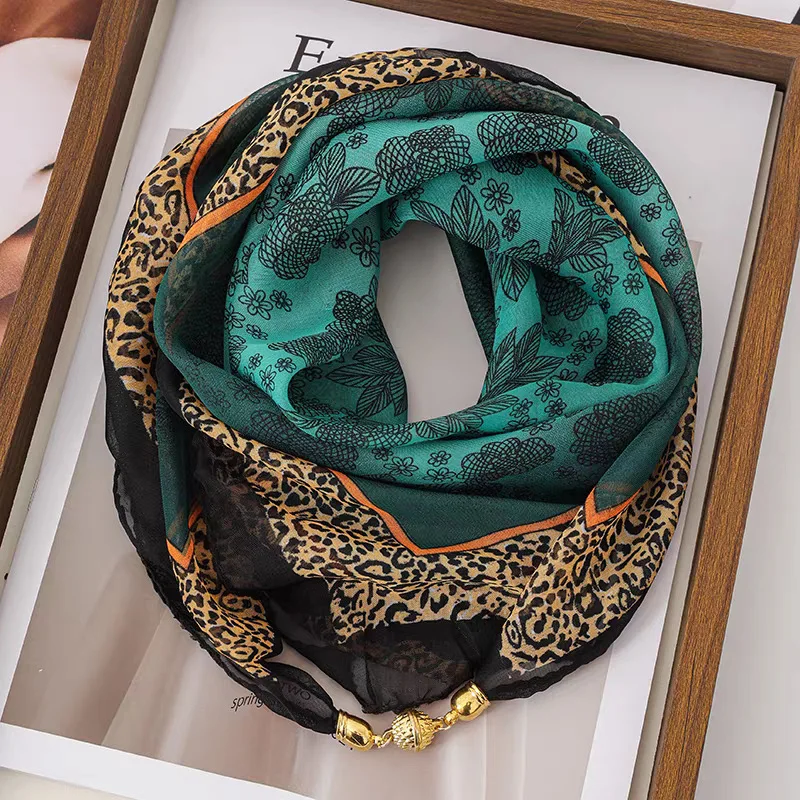 Thin Sun Protection Scarf Women Magnetic Clasp Small Square Shawl Chiffon Elegance Silk Air Conditioner Neck Protection Scarves