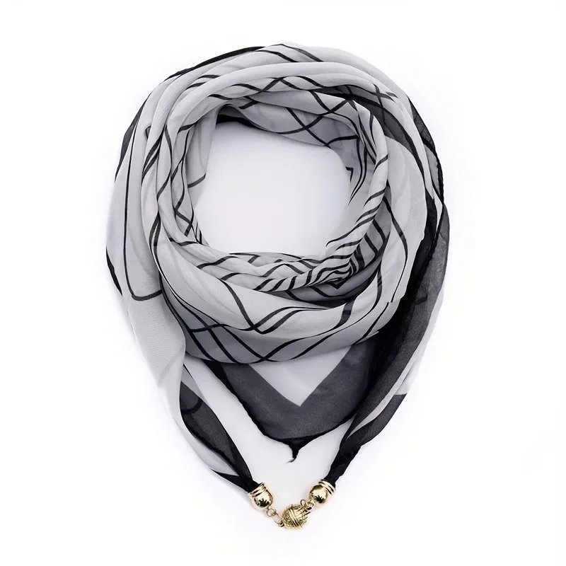 Thin Sun Protection Scarf Women Magnetic Clasp Small Square Shawl Chiffon Elegance Silk Air Conditioner Neck Protection Scarves