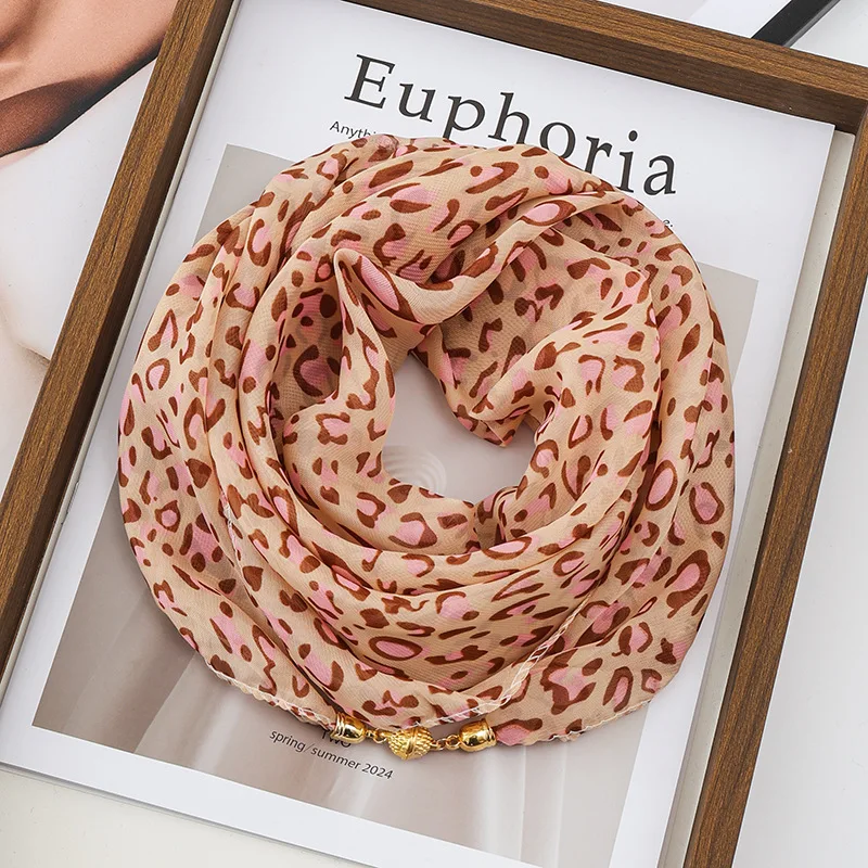Thin Sun Protection Scarf Women Magnetic Clasp Small Square Shawl Chiffon Elegance Silk Air Conditioner Neck Protection Scarves
