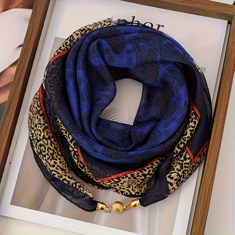 Thin Sun Protection Scarf Women Magnetic Clasp Small Square Shawl Chiffon Elegance Silk Air Conditioner Neck Protection Scarves