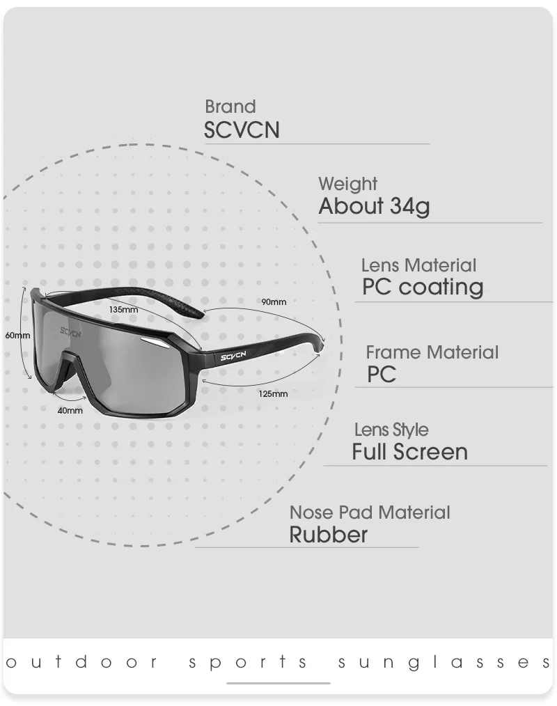 SCVCN New Photochromic Cycling Glasses Motorcycle Bike Riding Outdoor Sport Cycling Sunglasses Men Women Hiking UV400 Goggles