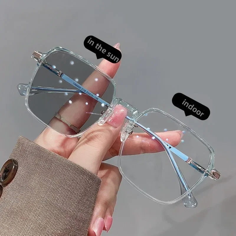 New Fashion Photochromic Myopia Glasses Men Women Color Changing Eyeglasses Anti UV Sunglasses Luxury Short-sighted Eyewear -2.5