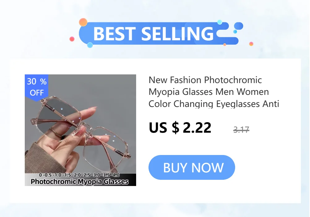 New Fashion Photochromic Myopia Glasses Men Women Color Changing Eyeglasses Anti UV Sunglasses Luxury Short-sighted Eyewear -2.5