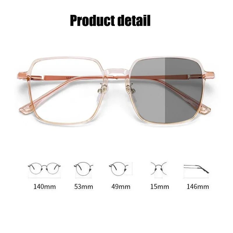 New Fashion Photochromic Myopia Glasses Men Women Color Changing Eyeglasses Anti UV Sunglasses Luxury Short-sighted Eyewear -2.5